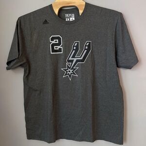 San Antonio Spurs Shirt Mens 2XL Gray NBA Basketball Kawhi Leonard 2‎ Adidas Tee